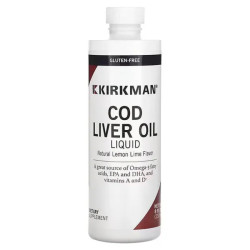 Жир печінки тріски, рідкий, смак лимон та лайм, Kirkman Labs Cod Liver Oil, 237 мл