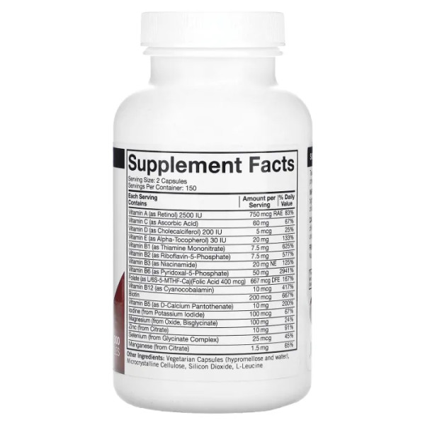 Мультивитамины с витамином В6 (пиридоксал-5-фосфат), Nu-Thera Multivitamin, Kirkman Labs, 300 капсул