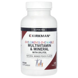 Мультивитамины для детей с ксилитом, Kirkman Labs Children's Chewable MultiVitamin & Mineral, манго и персик, 120 таблеток