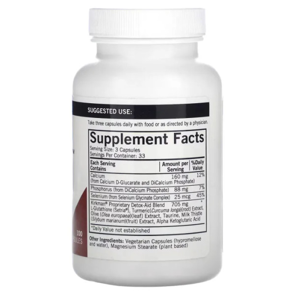 Детоксикація, Detox-Aid Advanced Formul, Kirkman Labs, 100 вегетаріанських капсул