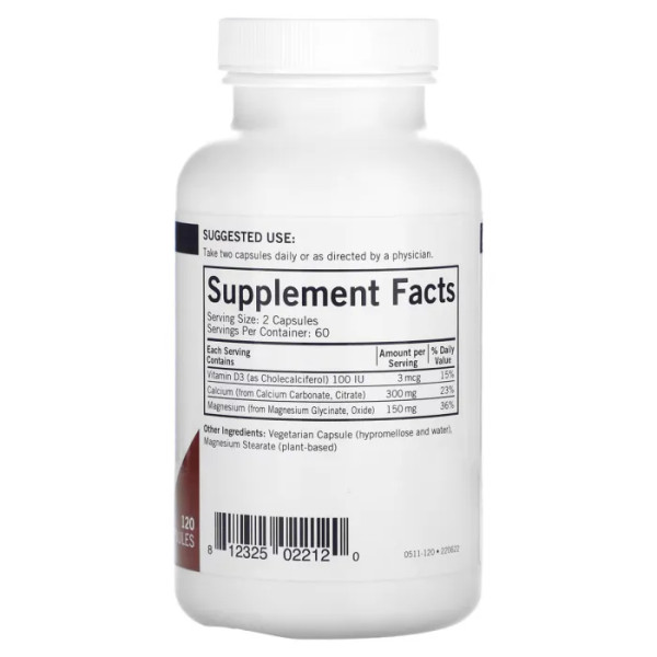 Кальцій та магній з вітаміном D, Calcium & Magnesium with Vitamin D, Kirkman Labs, 120 вегетаріанських капсул