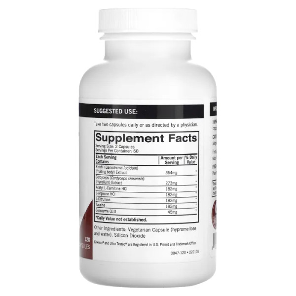 Енергія та витривалість, Mushroom, Energy & Endurance, Kirkman Labs, 120 капсул