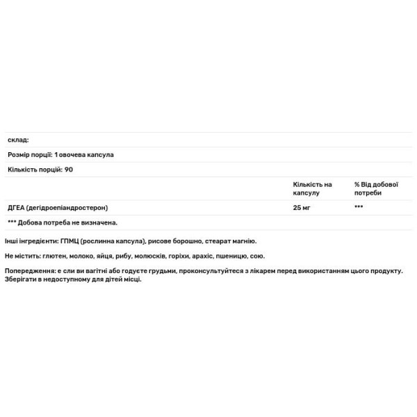 ДГЕА (дегідроепіандростерон), DHEA, NuMedica, 25 мг, 90 овочевих капсул