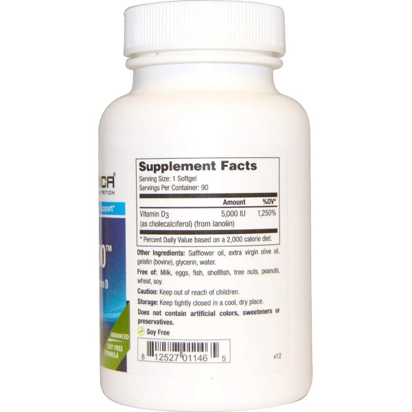 Вітамін D-3, D3 5000, NuMedica, 5000 МО, 90 гелевих капсул