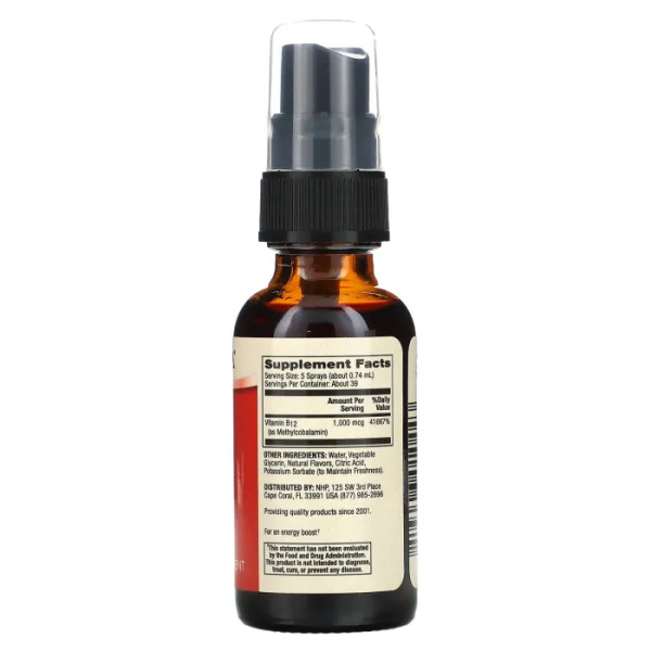 Вітамін В-12, підсилювач енергії, Vitamin B12 Energy Booster, Dr. Mercola, смак ожини, спрей, 29 мл