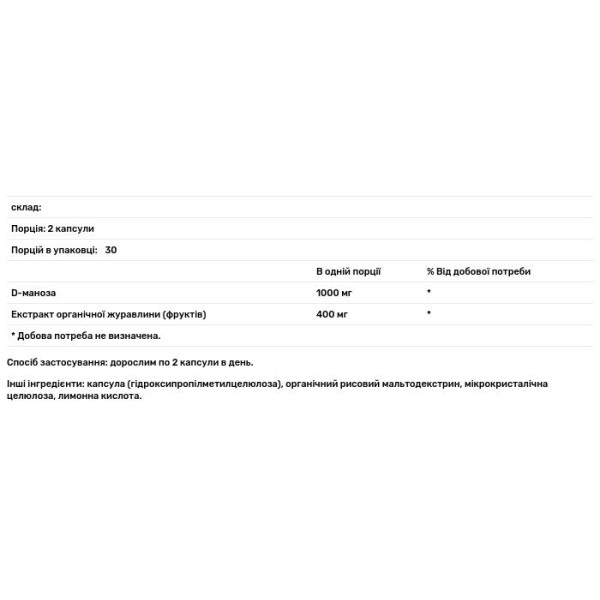 Підтримка нирок з журавлиною, D-Mannose and Cranberry, Dr. Mercola, 60 капсул