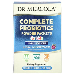 Пробиотики для детей 10 млрд КОЕ, Dr. Mercola Complete Probiotics, порошок со вкусом малины, 30 пакетов по 3.5 г