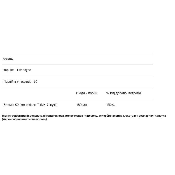 Вітамін К2, Vitamin K2, Dr. Mercola, 90 капсул