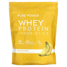 Сироватковий протеїн з порошок пробіотиками смак банан, Dr. Mercola Pure Power Whey Protein + Probiotics, 880 г