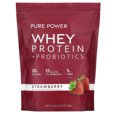 Сироватковий протеїн + пробіотики, Dr. Mercola Whey Protein + Probiotics, порошок, полуниця, 880