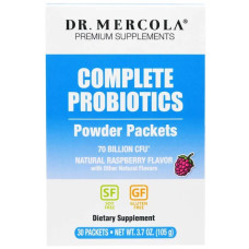 Пробиотики сухие, вкус малины, Dr. Mercola Complete Probiotics, 30 пакетиков по 3,5 г