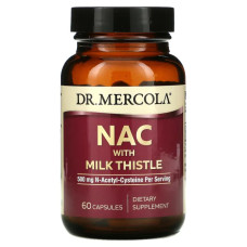 N-ацетилцистеин 500 мг с расторопшей, Dr. Mercola NAC with Milk Thistle, 60 капсул