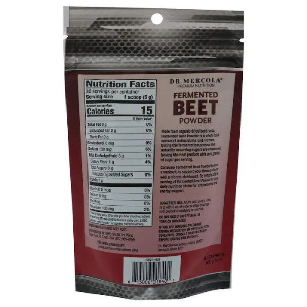 Буряк ферментована, корінь, Fermented Beet, Dr. Mercola, органік, порошок, 150 г