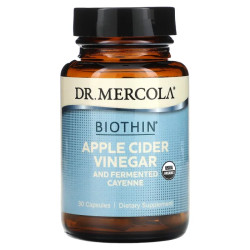 Яблочный уксус с кайенским перцем, Dr. Mercola Apple Cider Vinegar Cayenne, ферментированный, 30 капсул