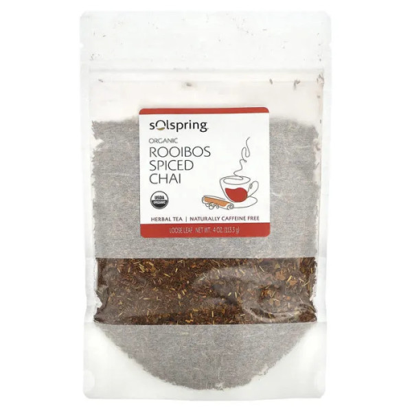 Чай ройбуш, Rooibos Spiced Chai, Dr. Mercola, листовий чай, органічний, зі спеціями, 113,3 г