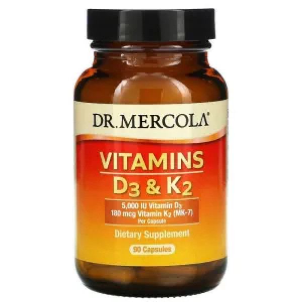 Вітаміни D3 і К2, Vitamins D3 & K2, Dr. Mercola, 5,000 МО, 90 капсул
