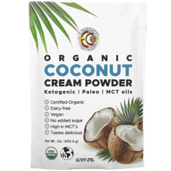 Кокосові вершки, Organic Coconut Cream Powder Earth Circle Organics, органік, порошок, 453,4 г
