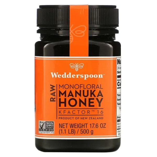 Манука мед, Manuka Honey, Wedderspoon Organic, Inc., 500 г