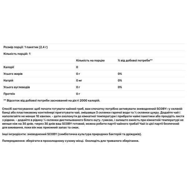 Чайний гриб, Kombucha, Cultures for Health, 1 пакетик (2,4 г)