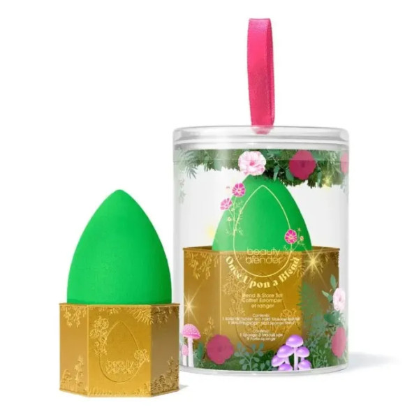 Подарунковий набір, Once Upon a Blend, BeautyBlender, лімітований, спонж для макіяжу + підставка для спонжа, колір зелений