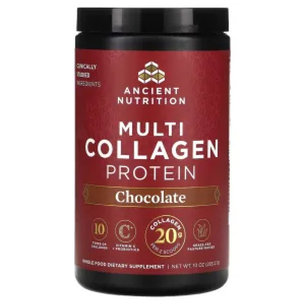 Колагеновий протеїн, Multi Collagen Protein, Ancient Nutrition, шоколад, 283,2 г
