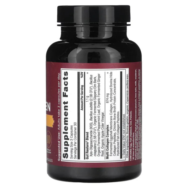 Мульти Коллаген, Multi Collagen, Gut Restore, Dr. Axe\/Ancient Nutrition, суміш колагену різних типів для відновлення травлення, 90 капсул