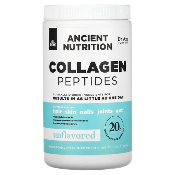 Пептиди колагену, Collagen Peptides, Dr. Ax\/Ancient Nutrition, без смаку, 280 г