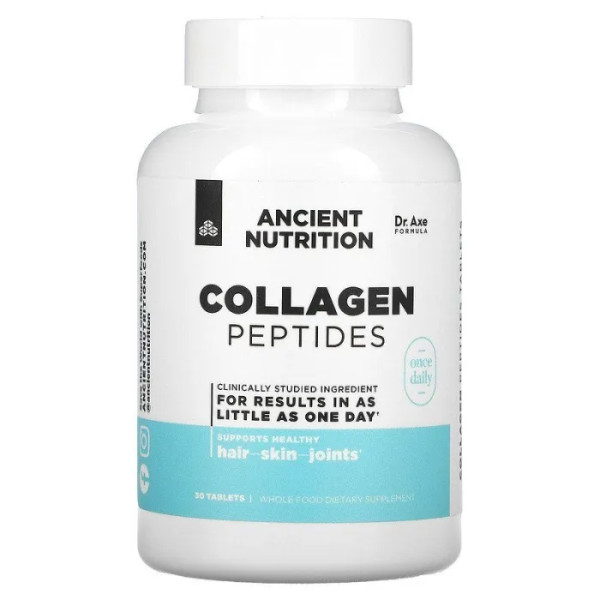 Пептиди колагену, Collagen Peptides, Dr. Ax \/ Ancient Nutrition, 30 таблеток