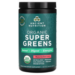 Зеленая смесь органическая, Dr Ax Ancient Nutrition Organic SuperGreens, вкус арбуз, 250 г