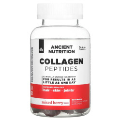 Пептиды коллагена, жевательные, вкус ягодная смесь, Dr. Axe / Ancient Nutrition Collagen Peptides, 45 жевательных мармеладок