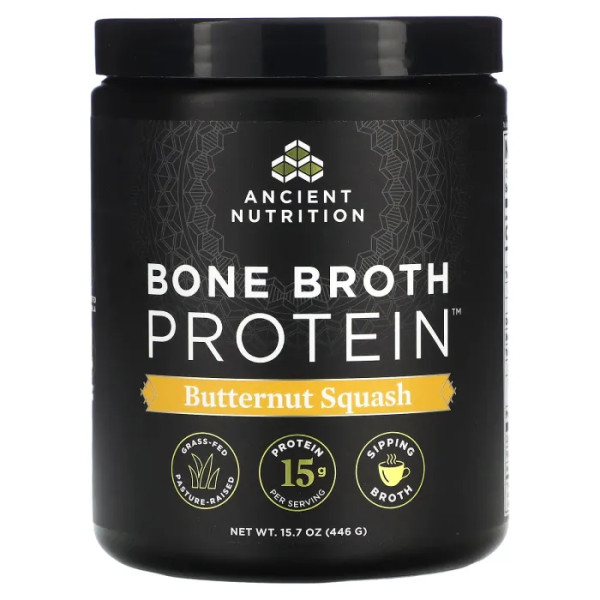 Білок кісткового бульйону, Bone Broth Protein, Ancient Nutrition, мускатний гарбуз, 446 г