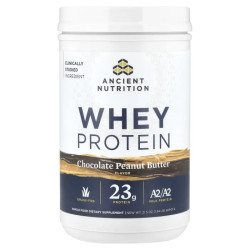 Сывороточный протеин, Dr Axe Ancient Nutrition Whey Protein, вкус шоколадно арахисовая паста, 609,01 г