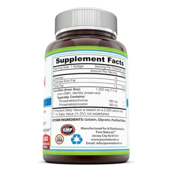 Лецитин, Lecithin, Pure Naturals, 1200 мг, 240 гелевих капсул