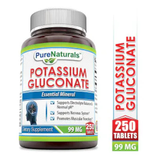 Калій глюконат, Potassium Gluconate, Pure Naturals, 99 мг, 250 таблеток