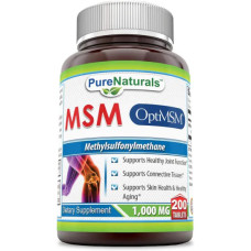Метилсульфонилметан МСМ OptiMSM 1000 мг, OptiMSM Pure Naturals, 200 таблеток, для суставов, соединительной ткани, кожи и здорового старения