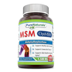 Метилсульфонилметан МСМ OptiMSM 1500 мг, OptiMSM Pure Naturals, 180 таблеток, для суставов, соединительной ткани, кожи и здорового старения