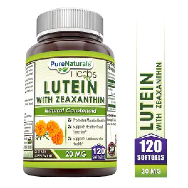Лютеїн з зеаксантином, Lutein with Zeaxanthin, Pure Naturals, 20 мг, 120 гелевих капсул