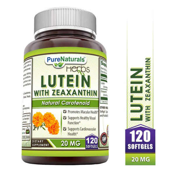 Лютеїн з зеаксантином, Lutein with Zeaxanthin, Pure Naturals, 20 мг, 120 гелевих капсул