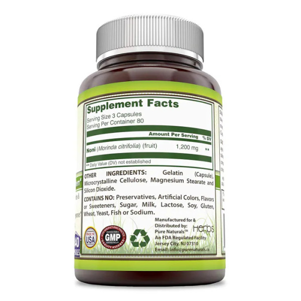 Ноні, фрукти, Noni, Pure Naturals, 400 мг, 240 капсул