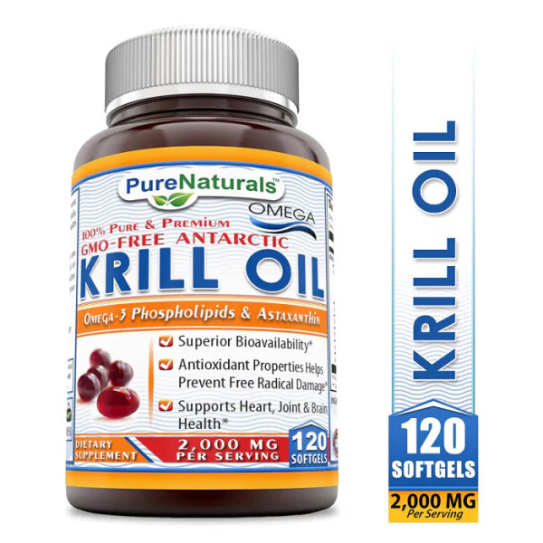 Масло криля, Krill Oil, Pure Naturals, 2000мг, 120 гелевих капсул