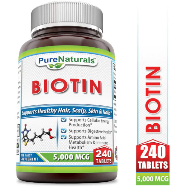 Біотин, Biotin, Pure Naturals, 5000 мкг, 240 таблеток