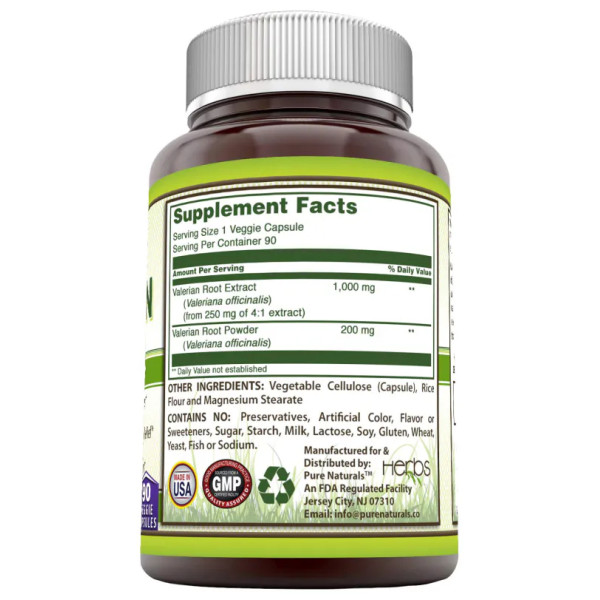 Валеріана, Valerian Complex, Pure Naturals, комплекс, 1200 мг, 90 вегетаріанських капсул