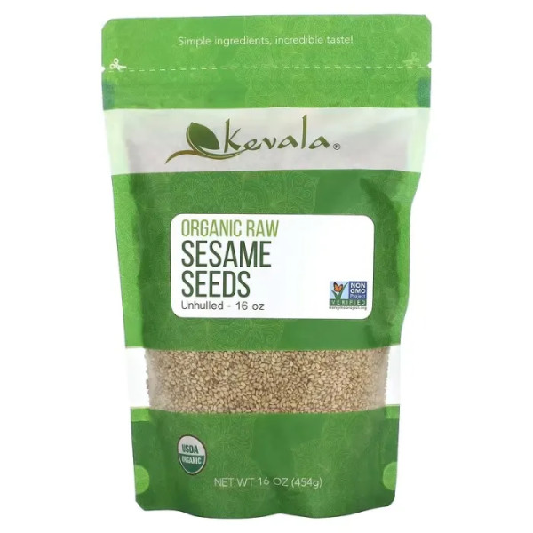 Насіння кунжуту, Sesame Seeds, Kevala, органік, сирі, 453 г