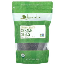 Насіння кунжуту, чорне, сире, нелущене, органік, Sesame Seeds Kevala, 454 г