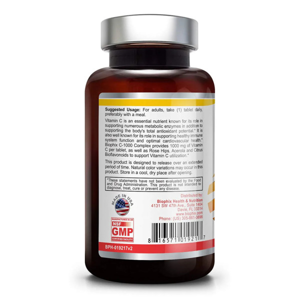 Вітамін С, Vitamin C-1000, Biophix, комплекс, 30 таблеток