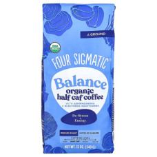 Кава Half Caf з ашвагандою та елеутерококом, органік, мелена, середня обсмажування, Four Sigmatic Half Caf Coffee with Ashwagandha & Eleuthero Adaptogens, 340 г