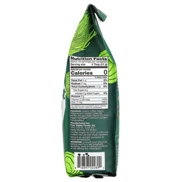 Кава з вітаміном D, грибами чага та трутовиком різнокольоровим, Coffee with Vitamin D, Chaga & Turkey Tail Mushroom, Four Sigmatic, органік, мелена, середнього обсмажування, 340 г