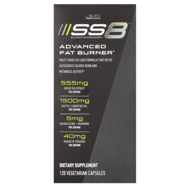 Жироспалювач, SS8 Advanced Fat Burner, JYM Supplement Science, 120 вегетаріанських капсул