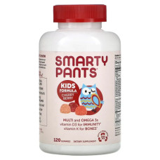 Мультивитамины и омега 3 для детей, вкус вишня, Multi and Omega 3 SmartyPants, 120 жевательных конфет