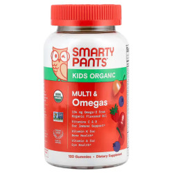 Мультивитамины и омега для детей жевательные, SmartyPants Multi Omegas Gummies, ягодный микс и вишня, 120 органических жевательных конфет